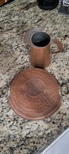 Vintage French Copper Gratin Pan & 1 Qt Pitcher Set Hand Hammered Tin Lined picture