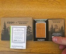 Zippo WOODCHUCK USA Made in USA Wood Inlay Lighter w/ Box & Paperwork picture