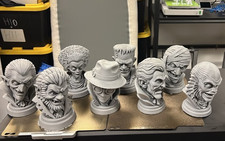 Set of 8 Universal Monsters Inspired 6” 3D Printed Busts – Classic Horror picture
