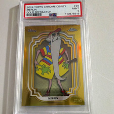 Topps 2024 Topps Chrome Disney MERLIN Gold Refractor #29 40/50 PSA 9 picture