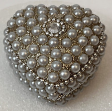 Heart Shaped Trinket Gift Faux Pearls Fashion Jewelry Box picture
