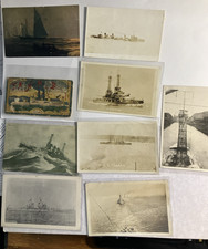 9 vintage US Navy Postcard Lot & Ephemera WWI Era Dreadnought Battleships RPPC picture