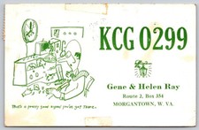 Vintage KCG 0299 Morgantown WV QSL Card Amateur Radio Cartoon Lincoln Stamp C37 picture