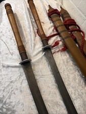 Vintage Pair of Thai Daab Dha Swords (Aranyik Markings) picture