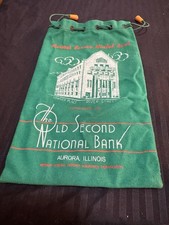Vintage The Old Second National Bank Aurora, Illinois Drawstring Deposit Bag ￼ picture