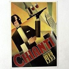 Chianti Casa Fondata Nel 1938 Los Angeles CA Restaurant Postcard Art Deco Wine picture
