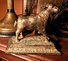 c1910 Ajax Bull Babbitt Machinery Metals Antique Paperweight  picture