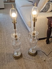Vintage Genuine Pair French Solid Crystal Table Lamp  picture