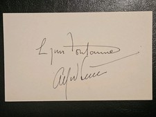 Lynn Fontaine & Alfred Lunt - 3x5 SIGNED index card picture