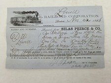 1861 antique LOWELL RAILROAD CORPORATION boston ma RR FREIGHT RECEIPT SILAS PEIR picture