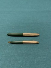 1940’s Sheaffer's White Dot Crest Green Tuck-Away 14K Fountain Pen & Pencil Set picture