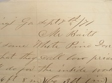 ANTIQUE 1871 LETTER JOHN W WILLIAMS INDIAN SPRINGS GEORGIA BUTTS COUNTY picture