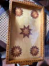Vintage Marquetry Tray Inlaid Folk Art picture