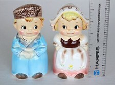 Enesco Vintage Salt & Pepper Shakers Japan Dutch Girl Boy Stackers LARGE 6