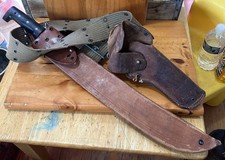 WW2 US Field Gear Estate Find Enger Kress Leather Holster El Salvador Machete picture