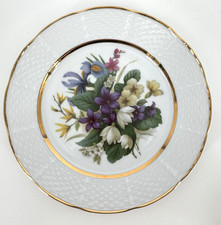 British Exchange Staffordshire Floral Porcelain Plate Gold Trim England picture