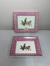 Lisa Corti Sariska Pink Tiger Porcelain Vide Poche Trinket Tray 19.5 x 15.5cm picture