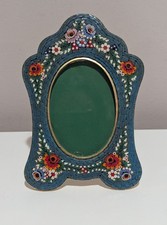 Antique Micro Mosaic Flowers  Italian Picture Frame 3.75