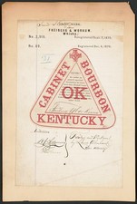 Kentucky 1875 Cabinet Bourbon Whiskey Trademark Label Freiberg Workum picture