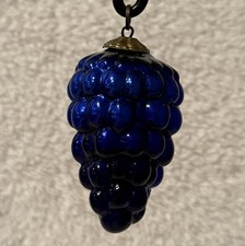 Antique Blue Glass Grape Cluster Kugel German Christmas Ornament 2.75” picture