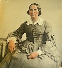 Stunning Vintage Antique Ambrotype Photo Victorian Lady w/ Silver Coin ? Brooch picture