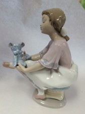 Vintage 1993 Lladro Glossy Porcelain #7620 Best Friend Girl With Teddy Bear 6.5