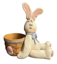 Blossum Bucket Suzi Skoglund Bunny Rabbit with Basket Figurine Easter 8” RARE picture