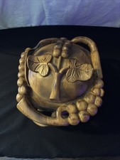 Vintage Hand Carved Solid Wood Grapevine Lidded Box 3-D grapes Motif picture