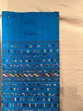 VINTAGE GUATEMALAN HANDMADE EMBROIDERED BLUE FABRIC picture