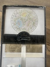 VTG NOS Gold Floral Hallmark Crown Collection Silver 8 Notes 8 Envelopes RARE picture