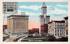 Seattle WA Washington Frye Hotel Courthouse Smith Tower 1920s Vtg Postcard B66 picture