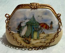 LIMOGES France Fait Main Trinket Box HANDBAG PURSE Beach ARTORIA picture