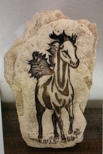 Horse Rock look resin figurine Rare 6”x 3” picture