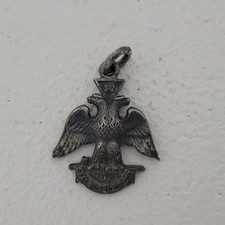 Vintage Sterling Silver 32nd Degree Masonic Scottish Rite Double Headed Eagle picture