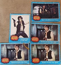 1977 Topps Star Wars Blue Series Han Solo Harrison Ford #4 #30 #58 Lot of 5 picture