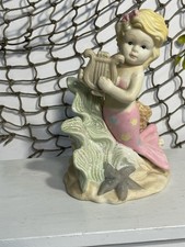 Mermaid Baby Bisque Ceramic Figurine by Enesco Vintage 1993  5.5” picture