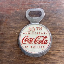 RARE 1940s Coca-Cola 50th Anniversary bottle opener commemorative picture