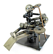 artist signed Dentist Brutalist nuts & bolts Sculpture metal dental figurine vtg picture