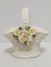 Vintage Bone China? Porcelain? Ceramic? Yellow Rose Bouquet Basket picture