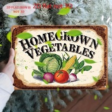 Vintage Homegrown Vegetables Rustic Tin Metal Signs Home Décor 8x12 picture