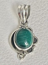 VTG SOUTHWEST STERLING SILVER MALACHITE PENDANT picture