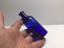 Small Cylinder Cobalt Blue Medicine /Chemist Bottle. 4 1/2 Inches Tall. picture
