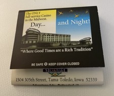 Vintage Meskwaki Casino * Hotel Tama Toledo IA Large Matchbook Unstruck Full picture