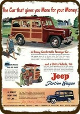1949 JEEP Woody Wood Panel Station Wagon Vntg-Look DECORATIVE REPLICA METAL SIGN picture