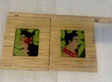 Vintage Female & Male Hula Hawaiian Pictures Celluloid Relief Wanda Irwin 1948 picture