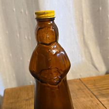 Vintage Late 60s Mrs Butterworth's Glass Bottle with Yellow Metal Cap picture