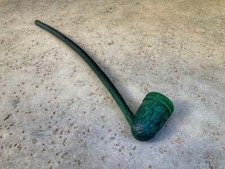 Wizard Smoking Pipe Long Stem Tobacco Pipe Rustic Black and Green with Rings picture