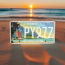 Hawaii License Plate Polynesian Voyaging Society PY97Z Malama Honua Aloha State picture