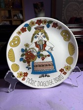 Vintage Porsgrund Norway Vårt Daglige Brød Folk Art Bread Plate 9.5
