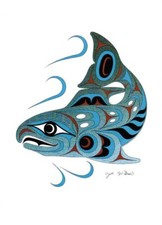 Spawning Salmon Joe Wilson Art Card Coast Salish SXWASET Native picture